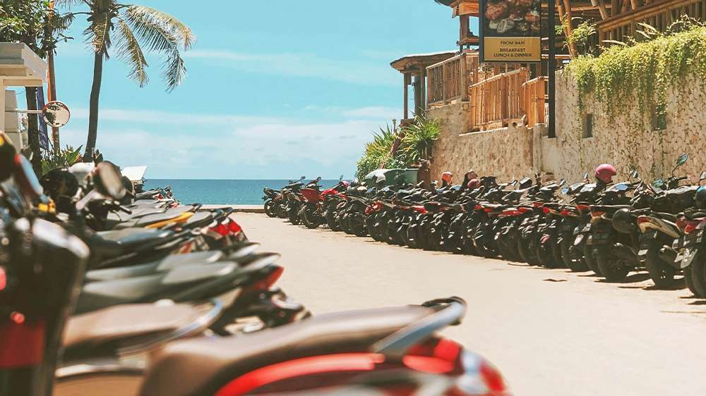 canggu getting around by scooter, indonesia