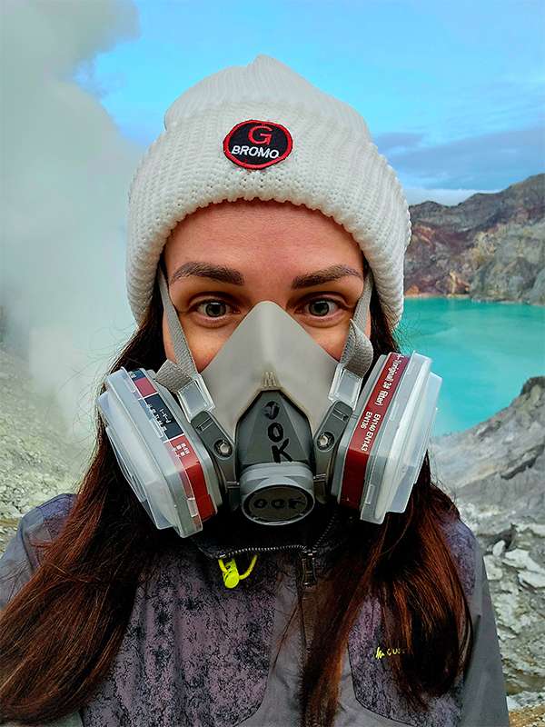 gas mask for ijen crater hike in east java