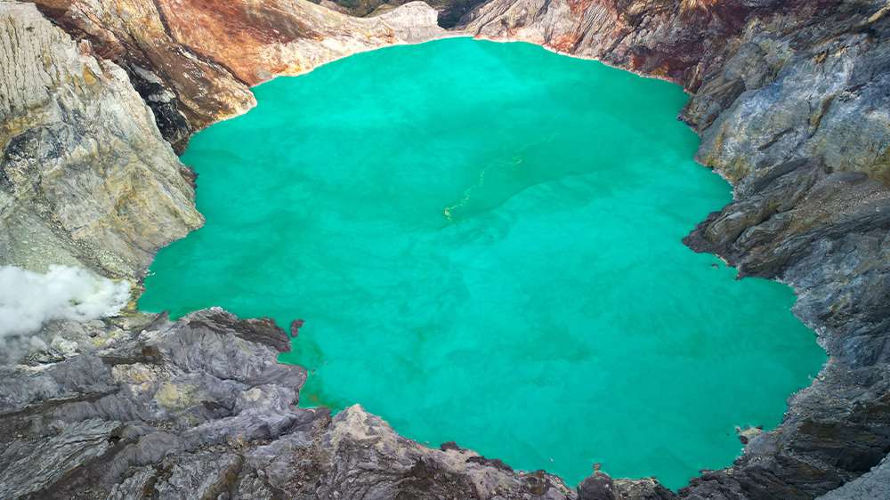 kawah ijen crater lake in east java