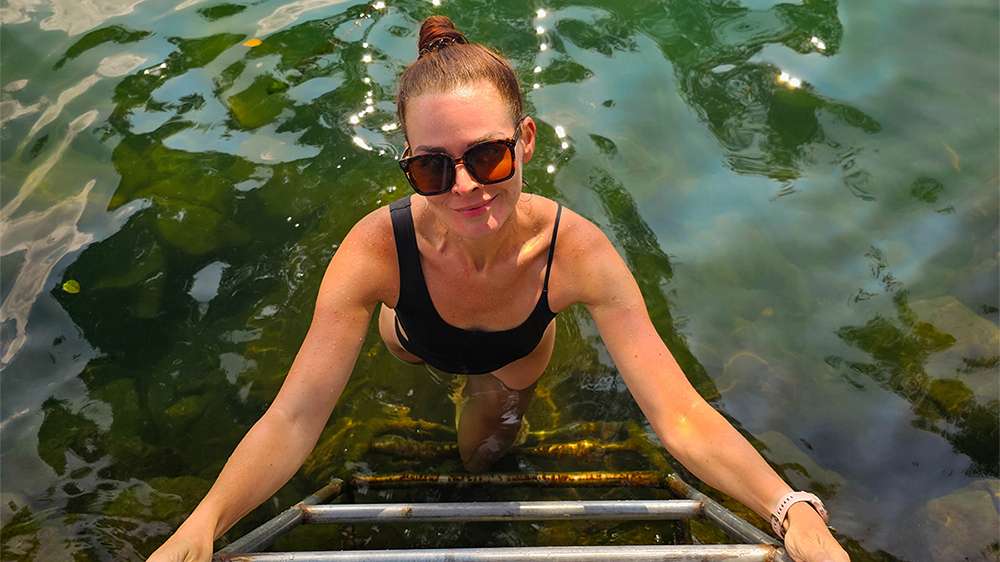 swimming in lake toba