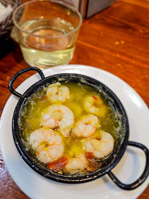 garlic shrimp at tasca angel