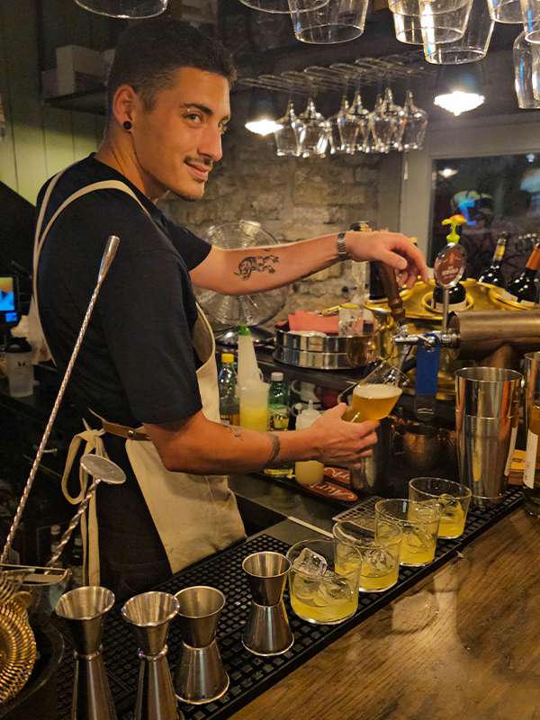 limonchello shots at truba bar in groznjan