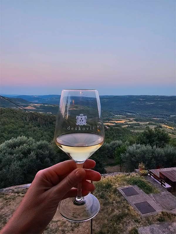 sunset views from Truba bar in groznjan