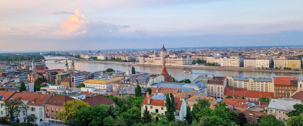 Pest and Danube view from Buda, Hungary
