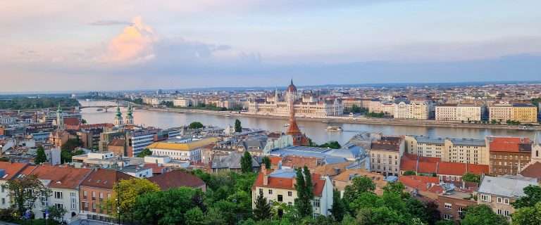 Pest and Danube view from Buda, Hungary