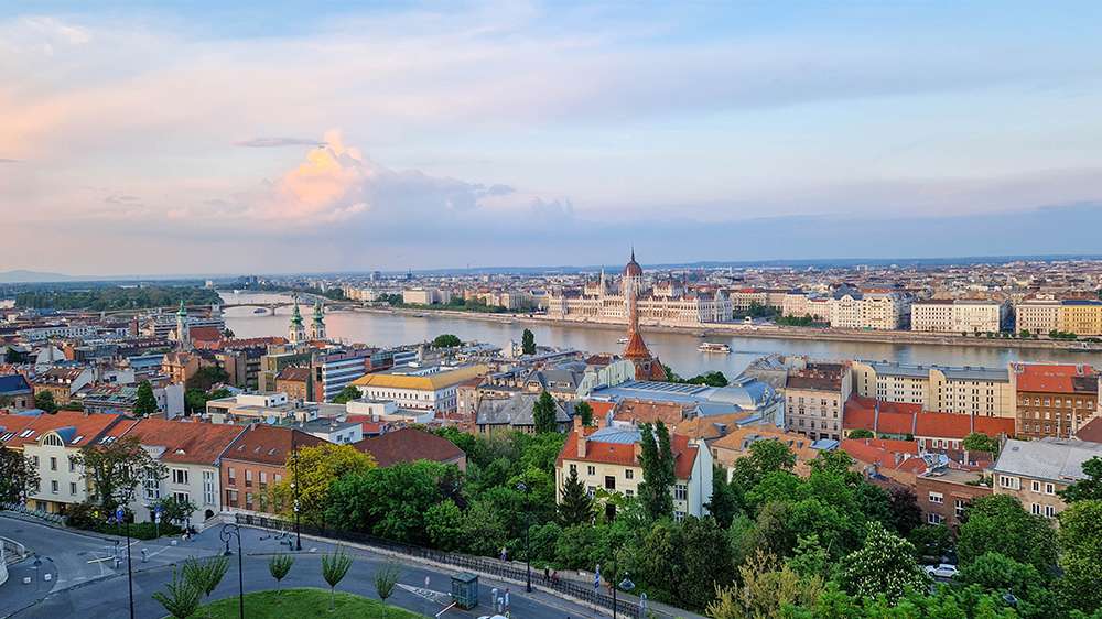buda castle hill danube views in budapest, hungary