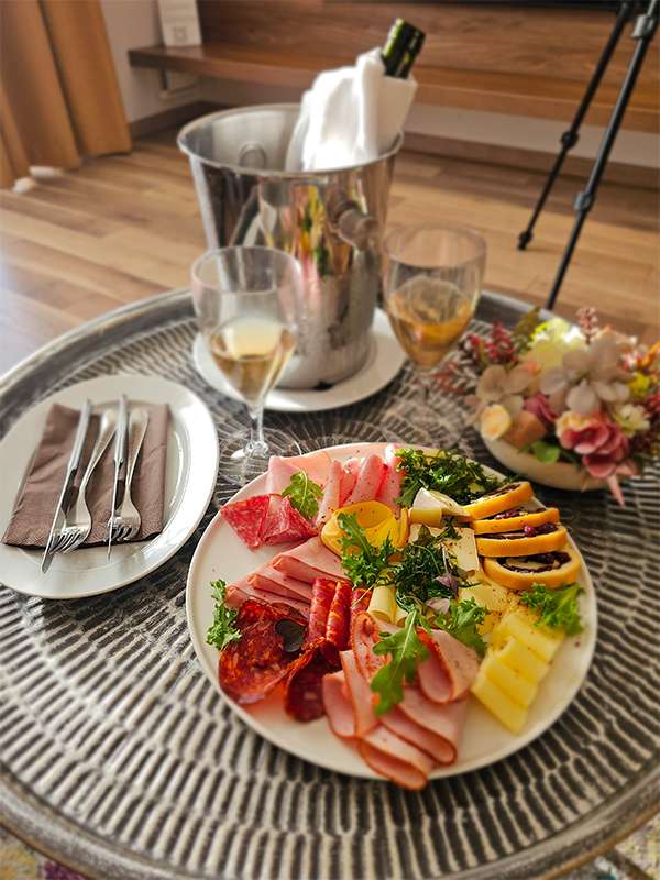 cheese platter prepared into the room at hotel imola platan, eger, hungary