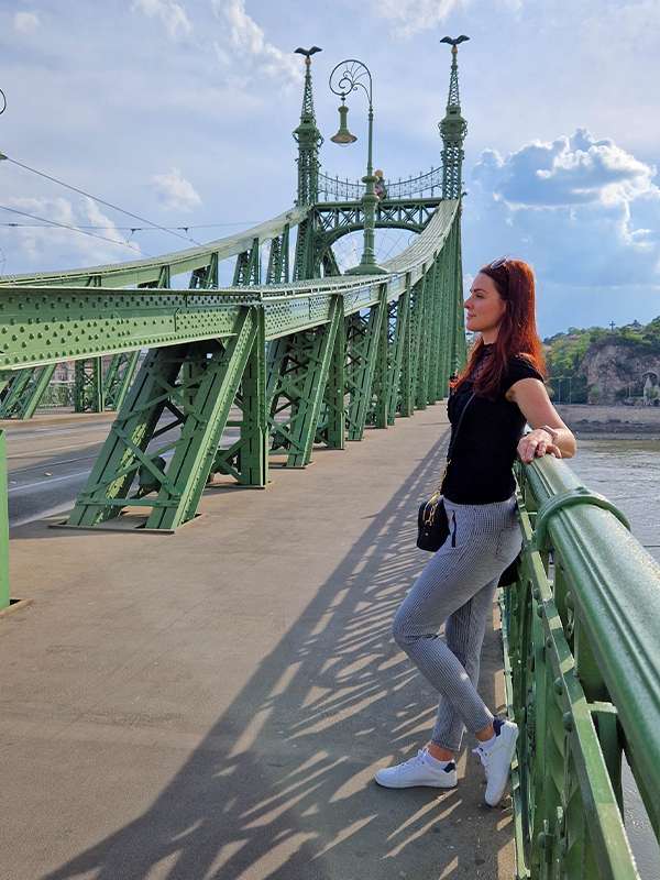 crossing via elisabeth bridge, budapest, hungary