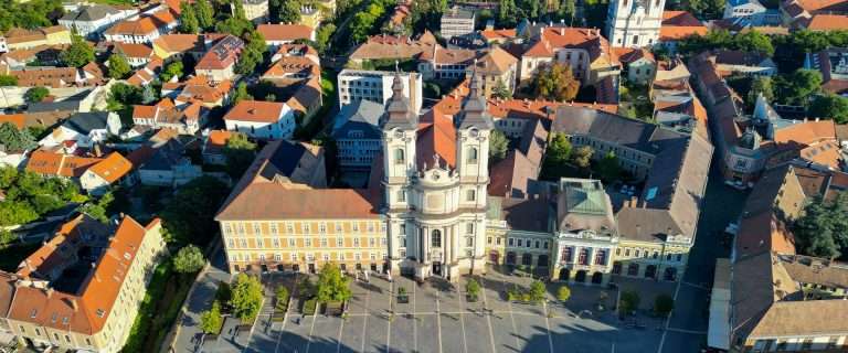 dobo istvan square eger, hungary, bird's eye view