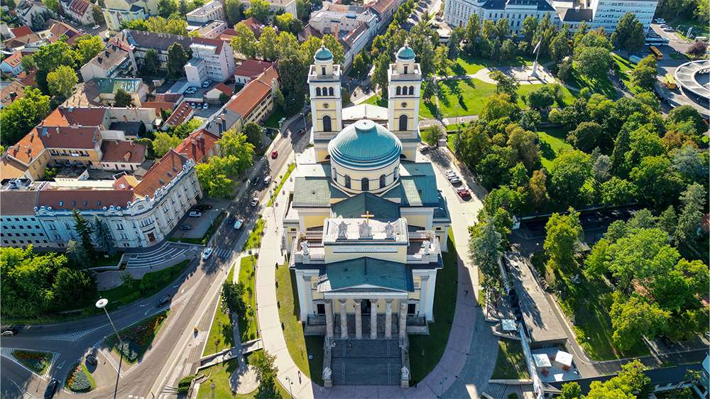 eger basilica bird's eye view, hungary