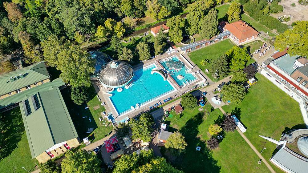eger thermal bath bird's eye view, hungary
