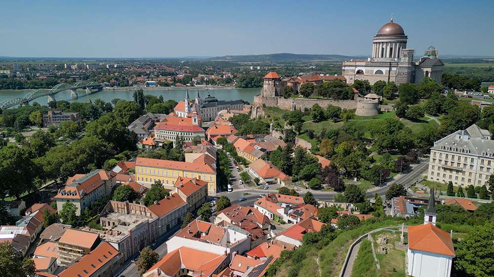 esztergom basilica and river danube views from st.thomas's hill