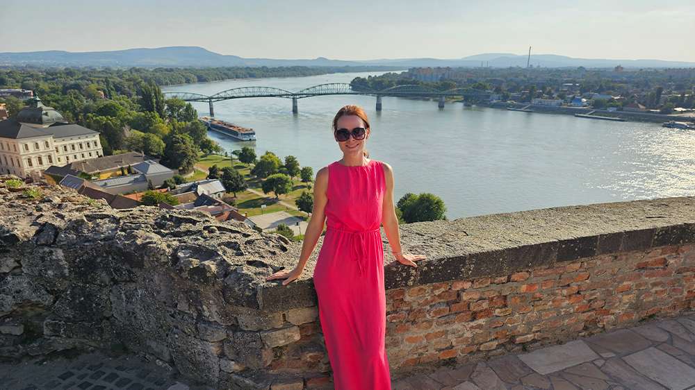 esztergom views over river danube and maria valeria bridge