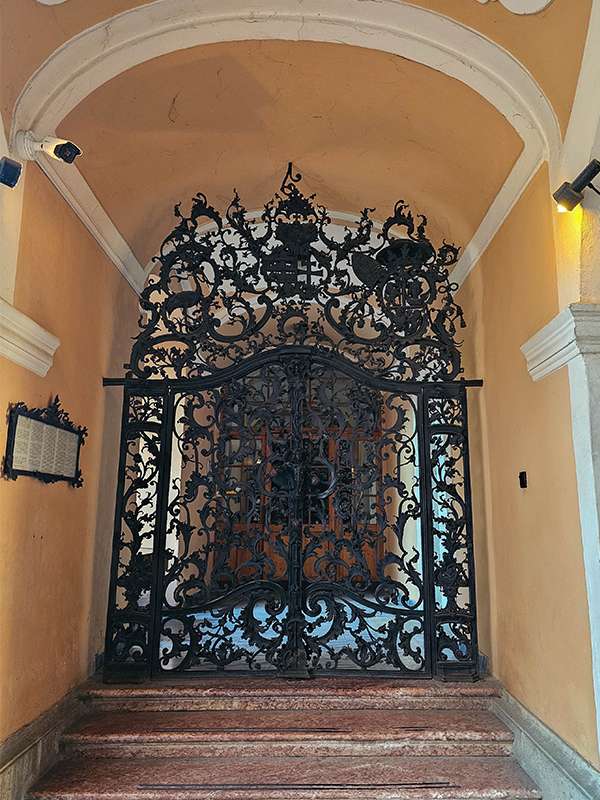 fazola gates with the city's coat of arms, eger, hungary