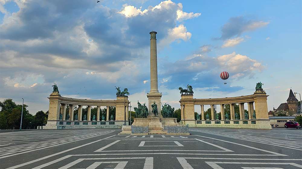 heroes square and ballonfly budapest, hungary
