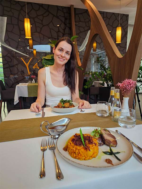 pork dish and arancini at borag restarurant, eger, hungary