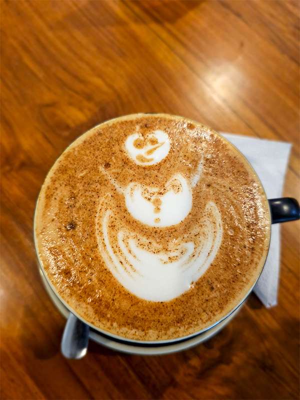 latte art at cafe koi, kandy, sri lanka