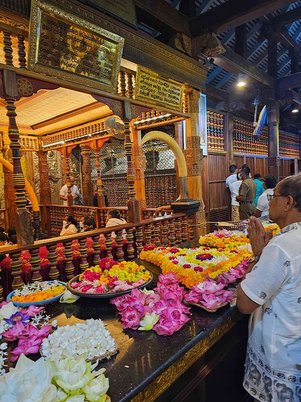 praying man at the Temple of the Sacred Tooth Relic in kandy, sri lanka