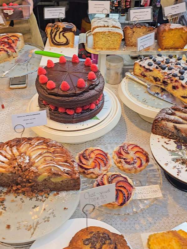 homemade cakes at greenwich food market, london, england