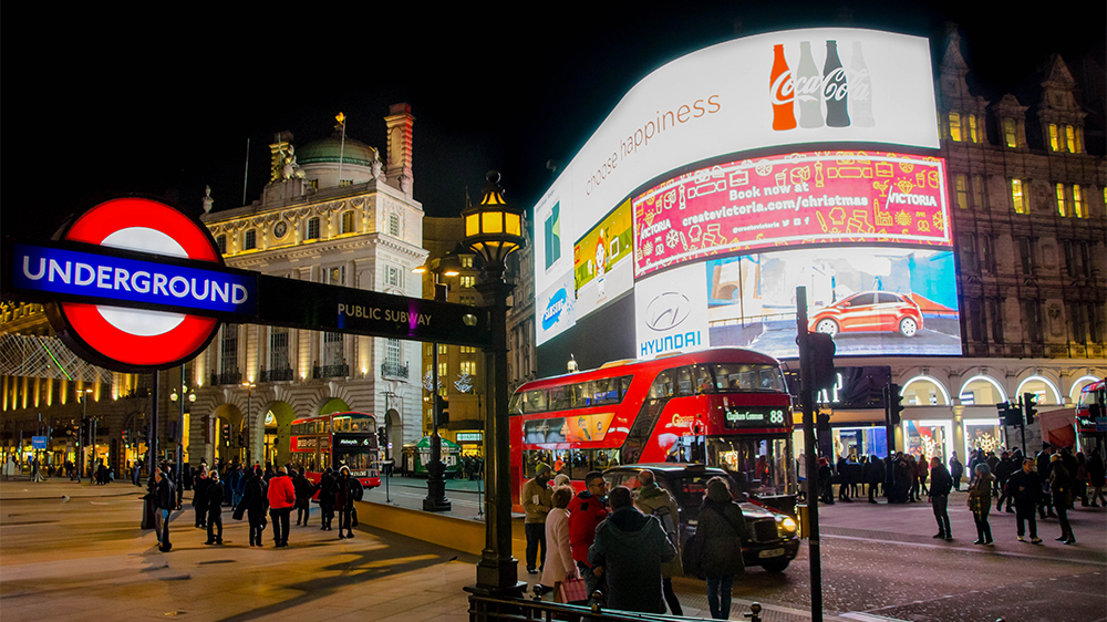 piccadilly circus, neon lights, london, england