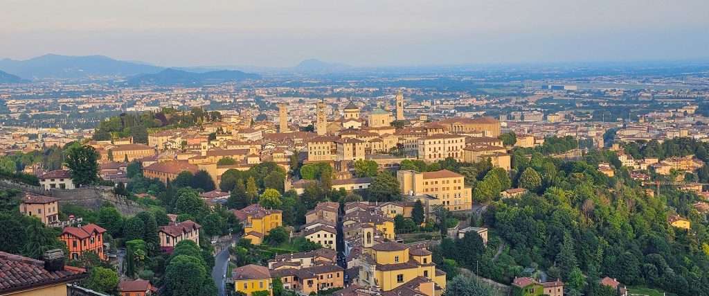 bergamo old town from above, san vigilio, italy