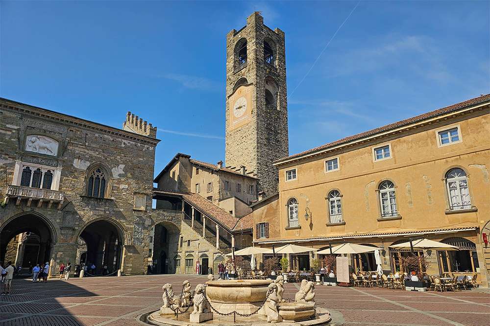 campanone bell tower, bergamo old town, italy