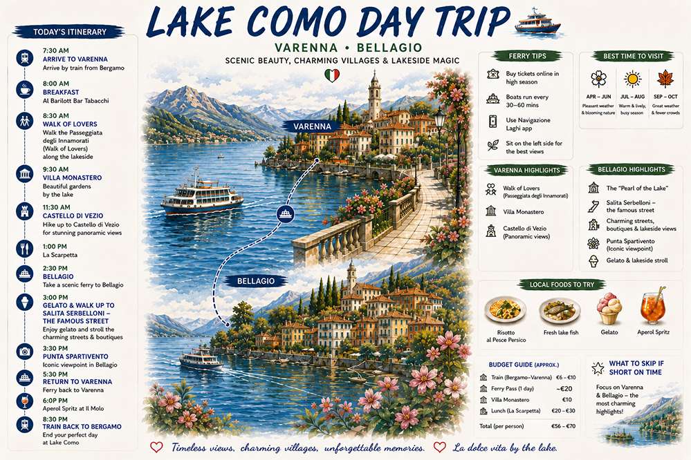 lake como day trip itinerary_1 pager summary
