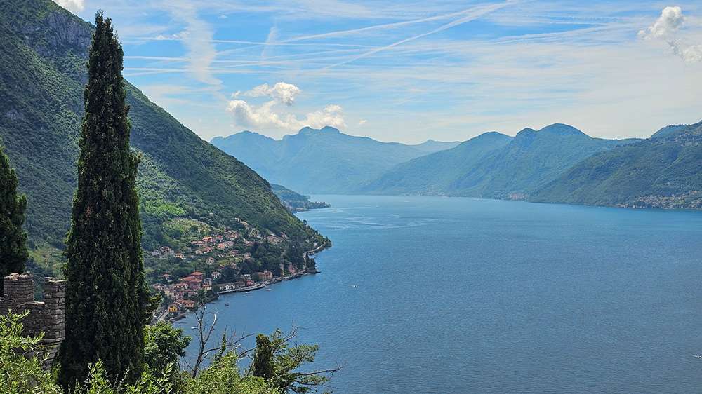 lake como views from castello di vezio in varenna, italy