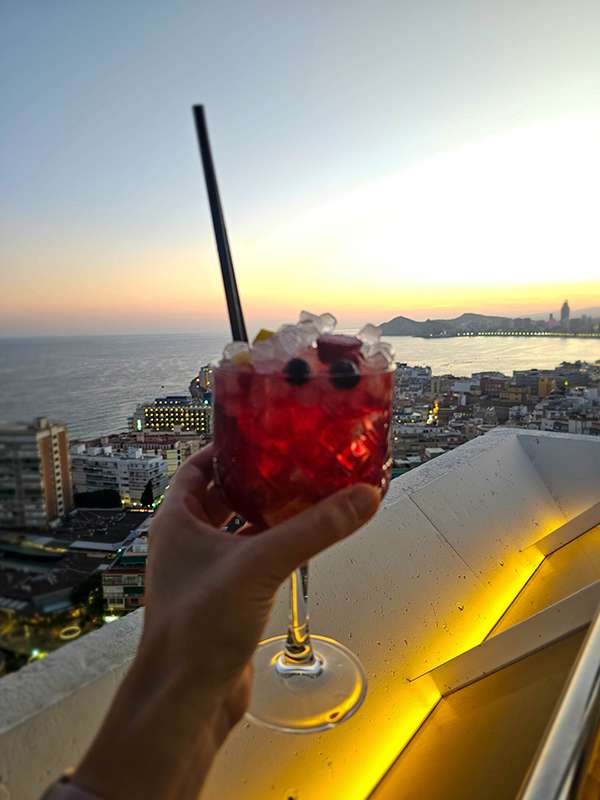 sunset drinks at la planta 20 in benidorm